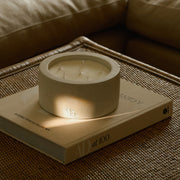 elegant shot of large white concrete candle