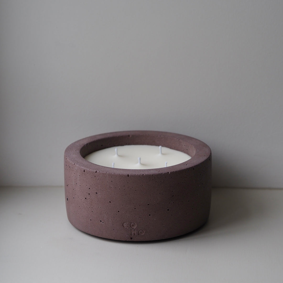 large mocha brown concrete candle